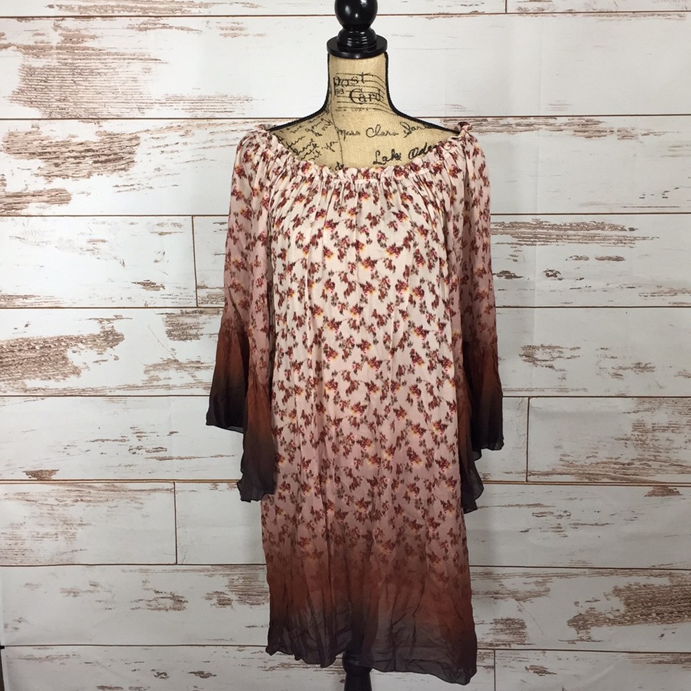 Dip-Dyed Floral Print Dress